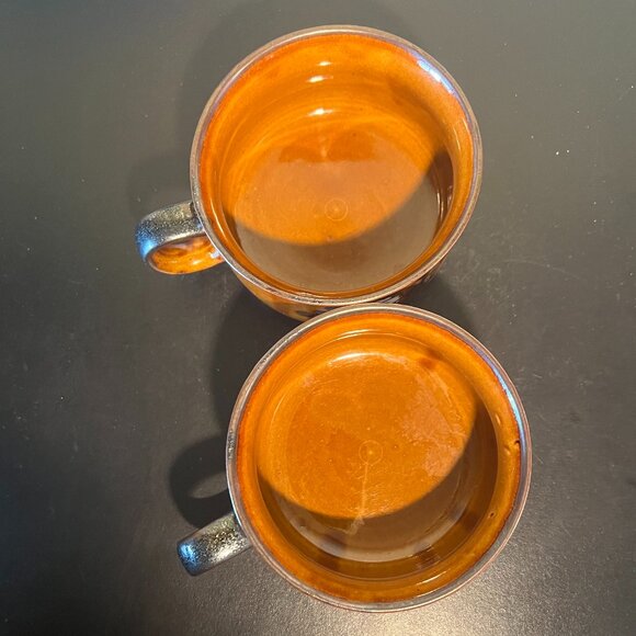 Set of 2 Vintage Otagiri Caramel Glazed Stoneware Daisy Flower Mugs / Soup Bowls - Picture 7 of 14